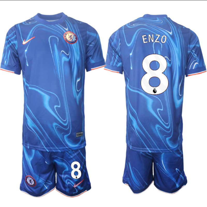 Men 2024-2025 Club Chelsea home Blue #8 Soccer Jerseys